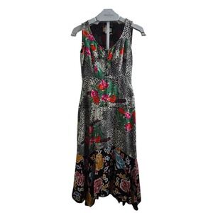 Maeve Anthropologie Floral Midi Dress Size 0 Circle Skirt 90s Boho Twirl Chic